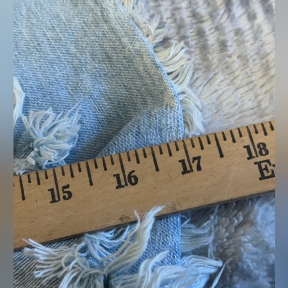 Blue B Denim Shorts Womens Large Fringe Rhinestone Cut Off Stars High Rise Jean - Picture 8 of 11